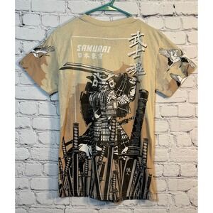 Fresh Laundry Samurai Graphic T-Shirt‎ Japanese Swords Cranes Art Size S